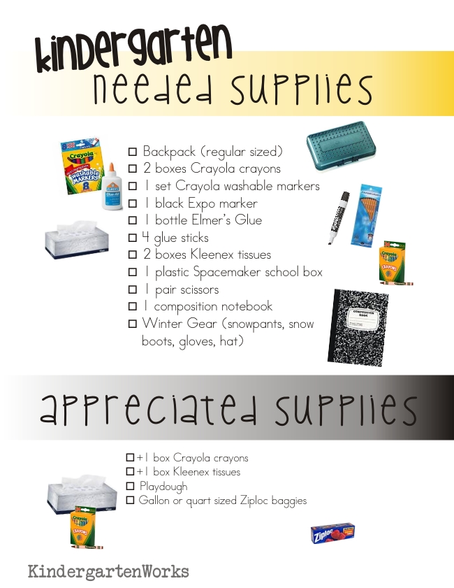 Supply List – Parents – Southview Preschool Center