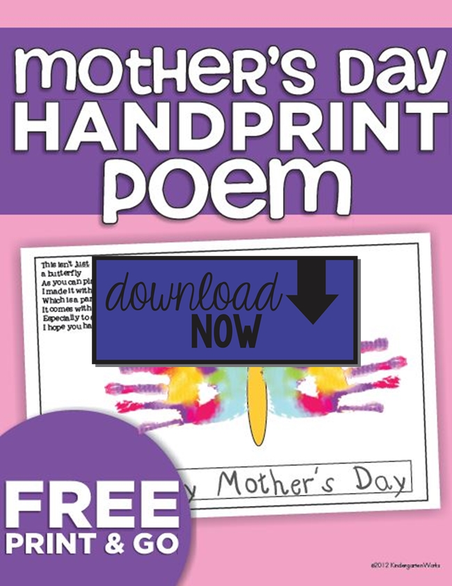 Mother s Day Handprint Butterfly Poem Freebie Printable