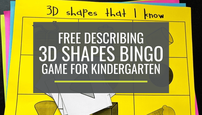 Free Describing 3D Shapes Kindergarten Bingo Game