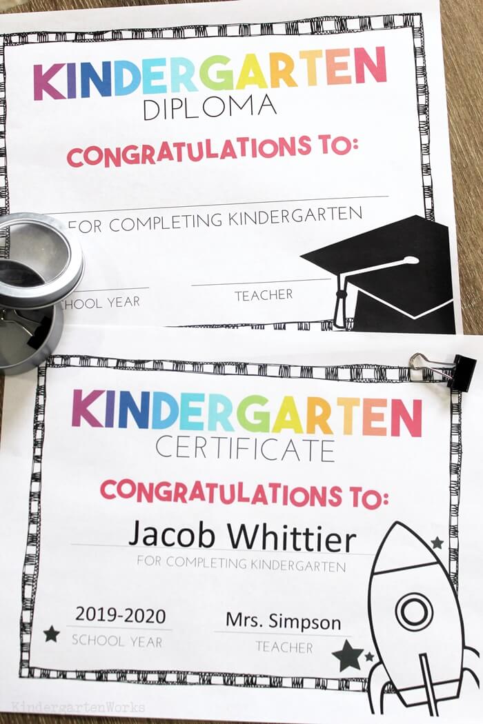 kindergarten graduation certificate template