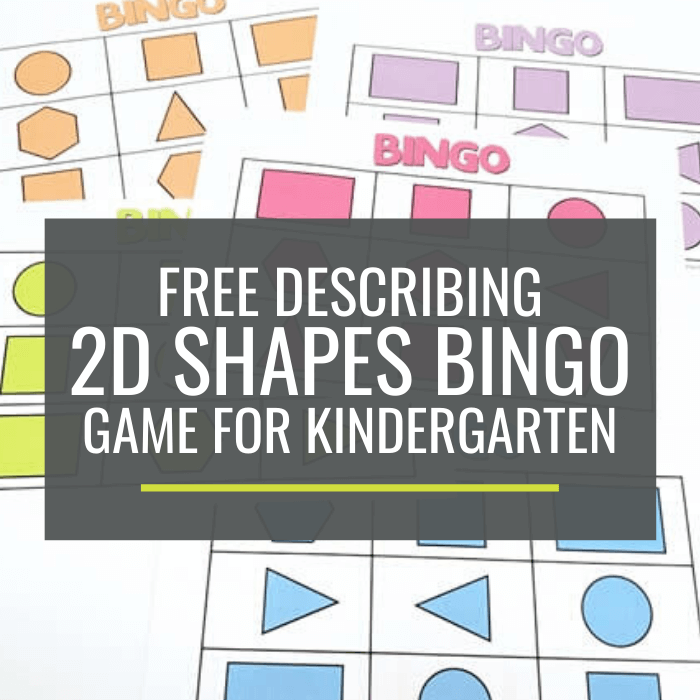 Free Describing 2D Shapes Bingo Game for Kindergarten