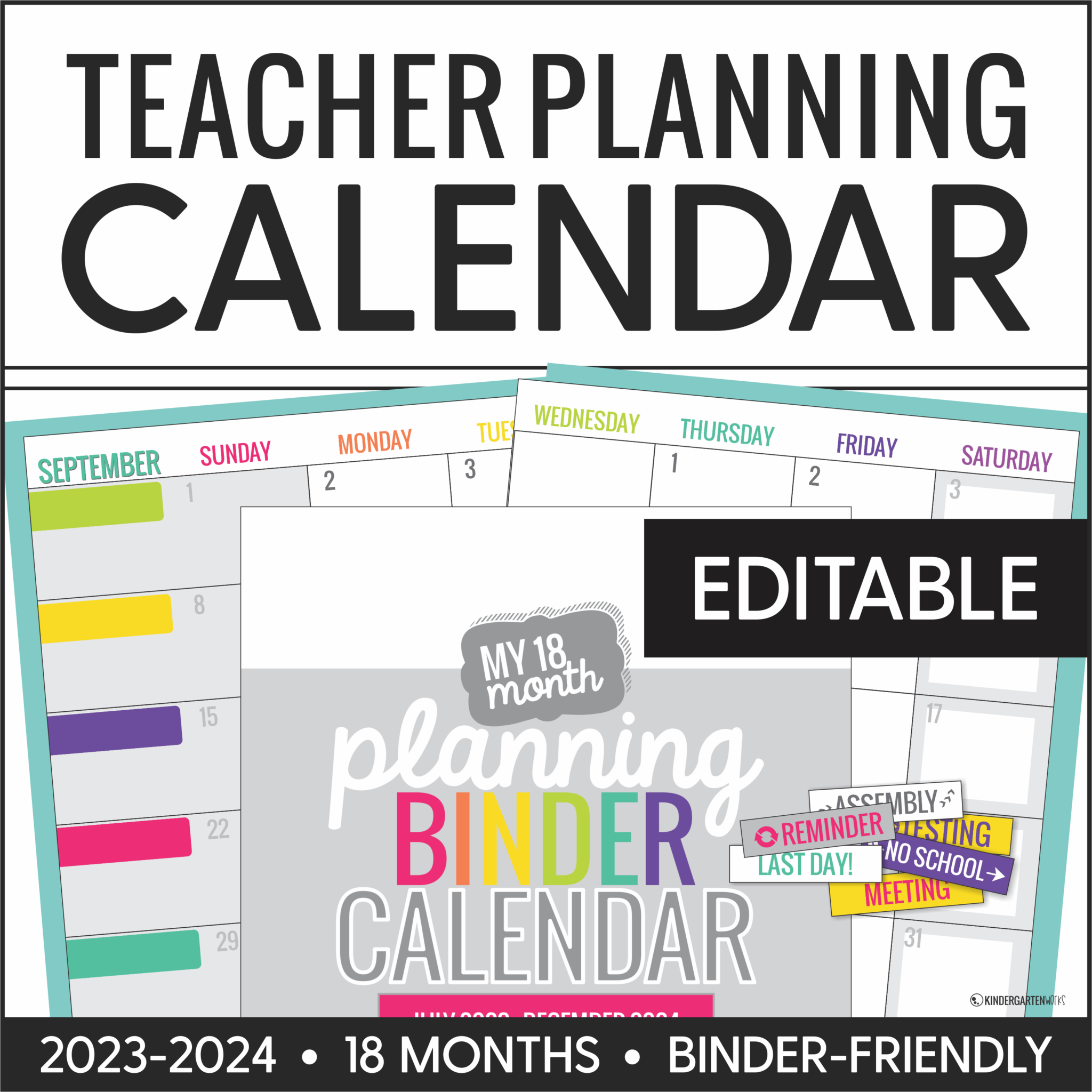 2023-2024 Teacher Planning Calendar Template – KindergartenWorks